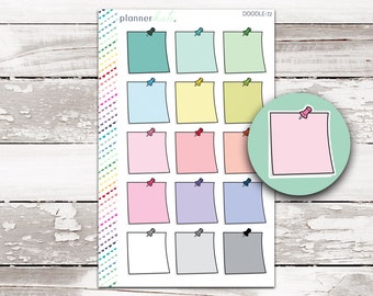 DOODLE-072 || LARGE Sticky Note Doodle Planner Stickers