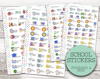 DOODLE-27-30 || SCHOOL EVENT Planner Stickers - Standard + Mini Size (S-1715 S-1716)