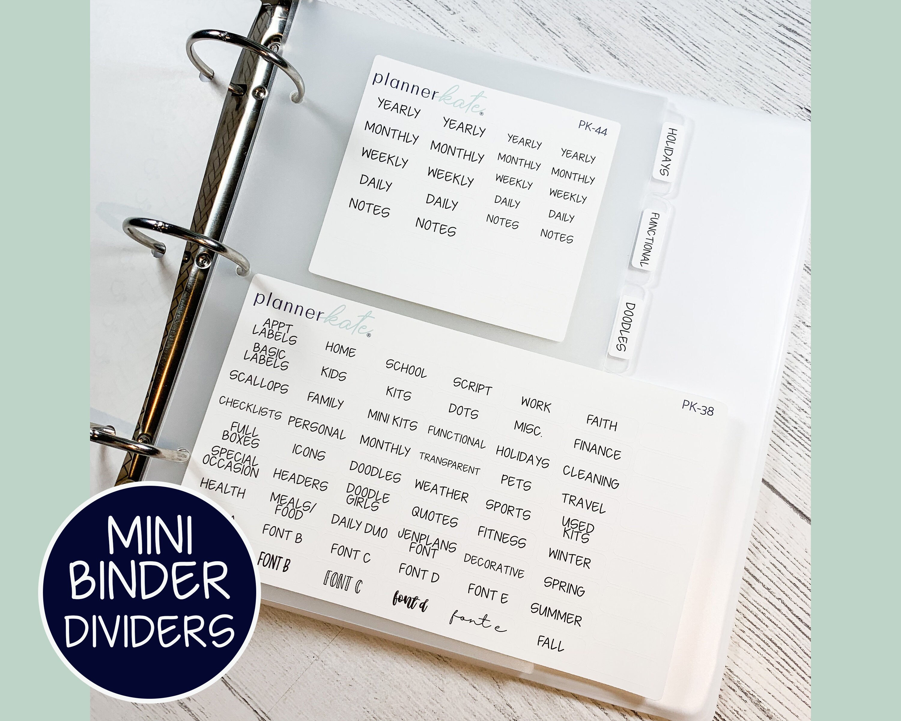 MINI BINDERS DIVIDERS 6 Tab / 3 Hole Etsy