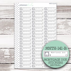 MNTH-141-B || MORTGAGE DUE Bill Stickers for 7x9 Planner