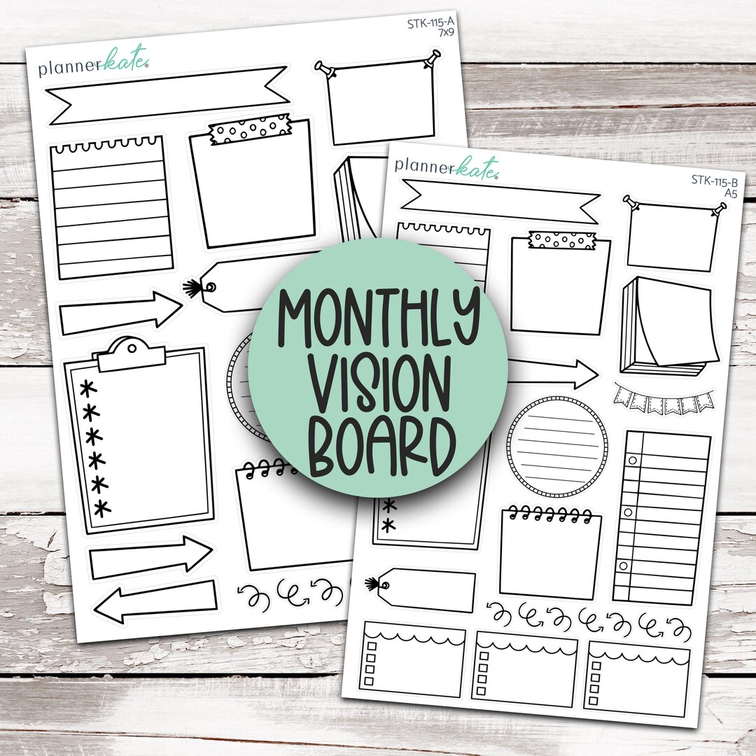 STK-115 || Monthly VISION BOARD Shell Planner Stickers - Etsy Australia