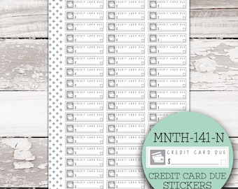 MNTH-141-N || CREDIT CARD Due Bill Stickers for 7x9 Planner