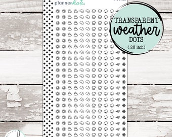 TRAN-23 || Tiny Transparent WEATHER DOT Stickers