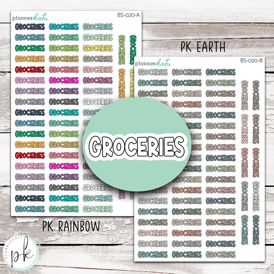 BS-020 || GROCERIES Bold Script Stickers - Etsy