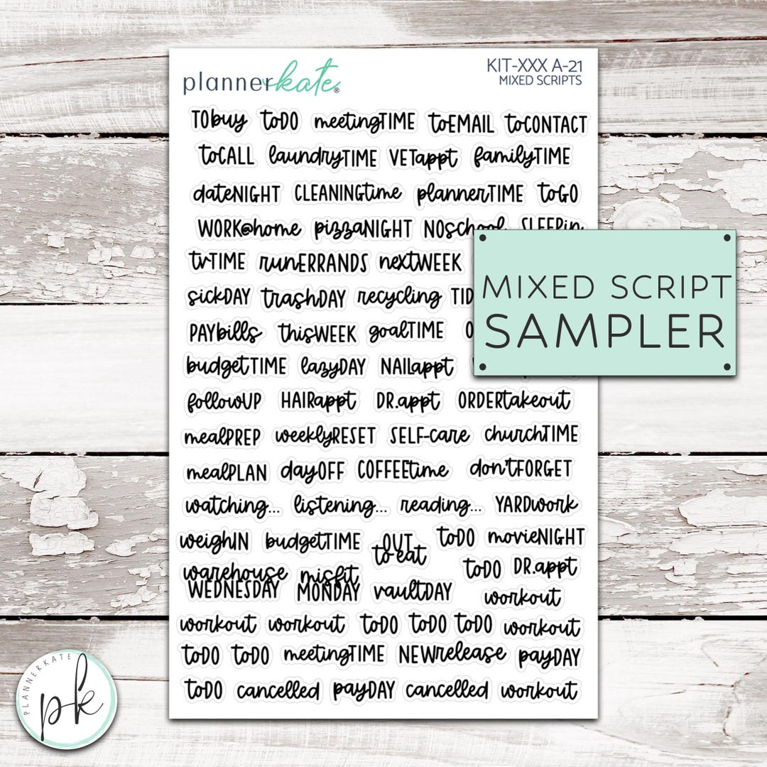 KIT-XXX A-21 || Neutral Mixed Script Sampler - Etsy