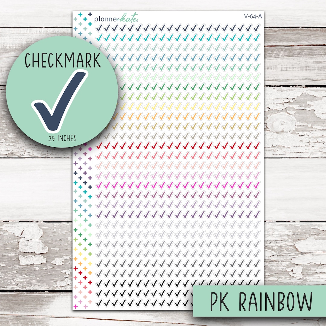 Mini Checkmark Stickers - PK Rainbow || V-64 - Etsy