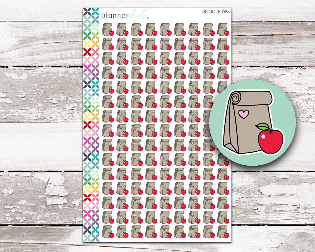DOODLE-084 || LUNCH BAG Doodle Planner Stickers - Etsy