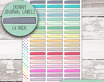 V-93-A || Skinny Journal Labels - PK Rainbow (1.5 Inch)