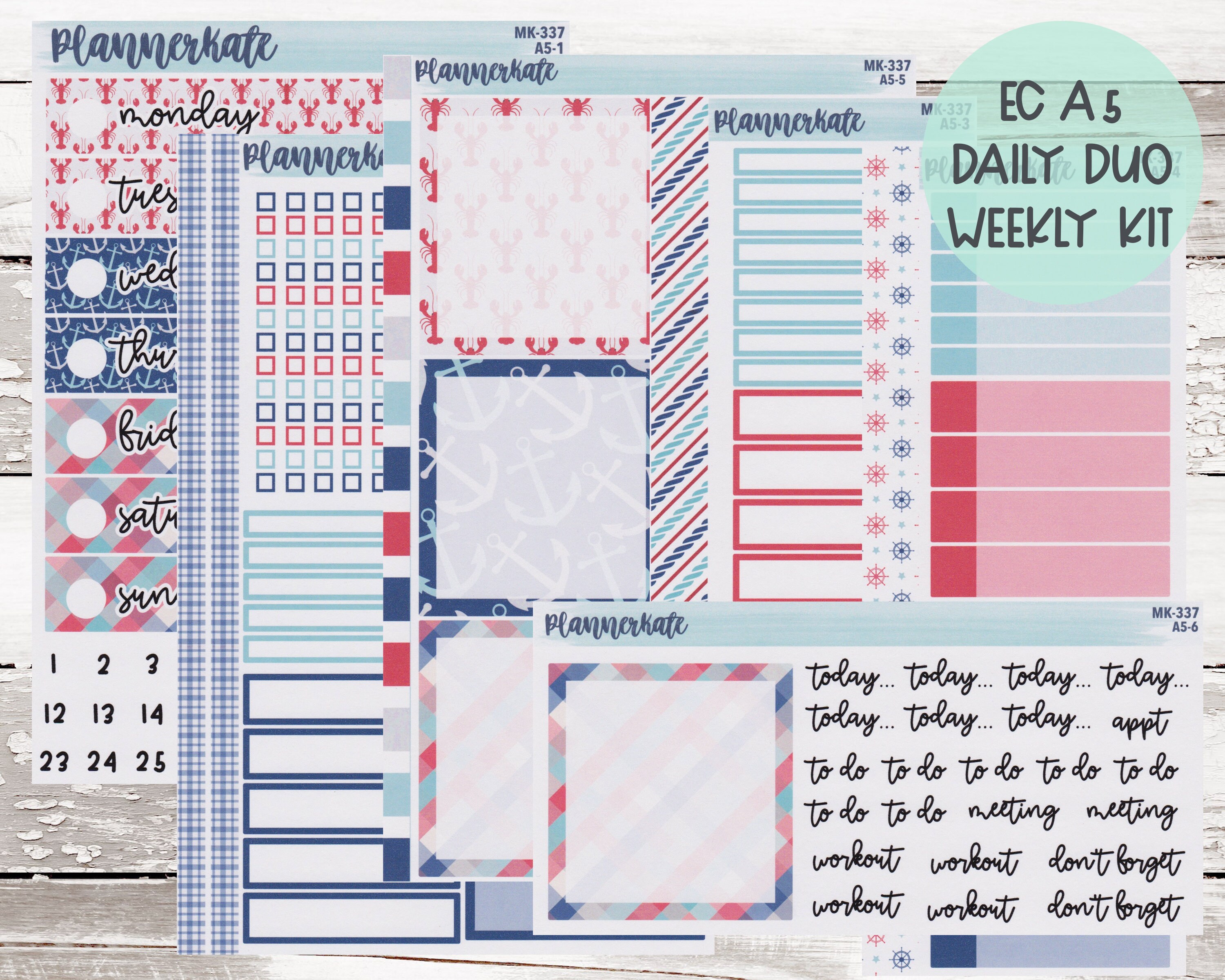 MK-337 A5 Daily Duo || "Anchors Away" A5 Daily Duo Kit Plan…