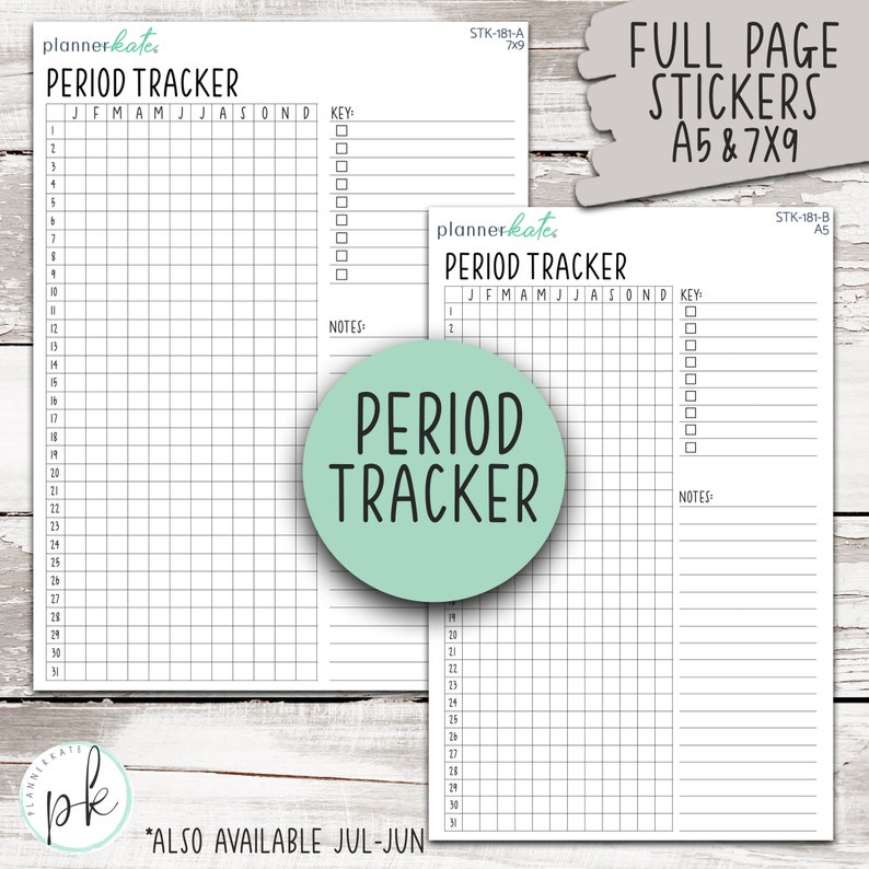 STK-181 Period Tracker Dashboard Sticker Jan-Dec / Jul-Jun image 1