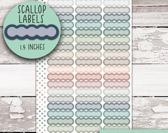 V-20-D || Skinny Scallop Labels for 7x9 Planner - PK Earth
