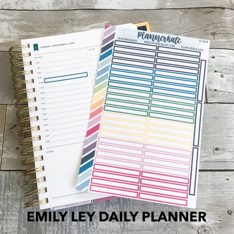 S-494 Emily Ley Day-to-day Planner (1 hour) - Colourful Labels picture relating to Emily Ley Coupon Code referred to as S-494 Emily Ley Every day Planner (1 hour) - Vibrant Labels