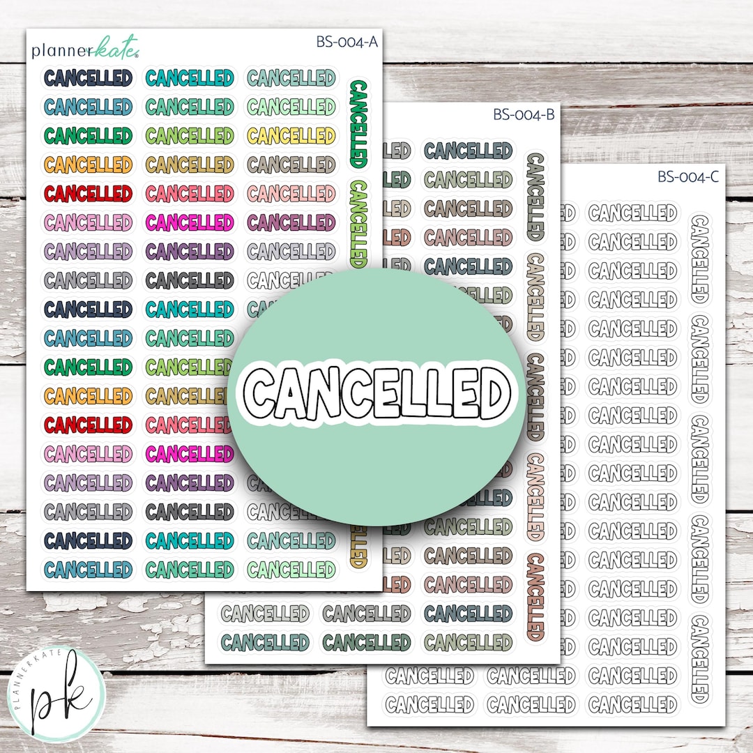 Canceled Script BS-004 || CANCELLED Bold Script Stickers - Etsy
