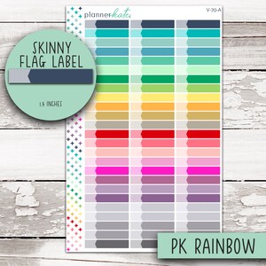 Skinny Flag Labels for 7x9 Planner - PK Rainbow || V-70