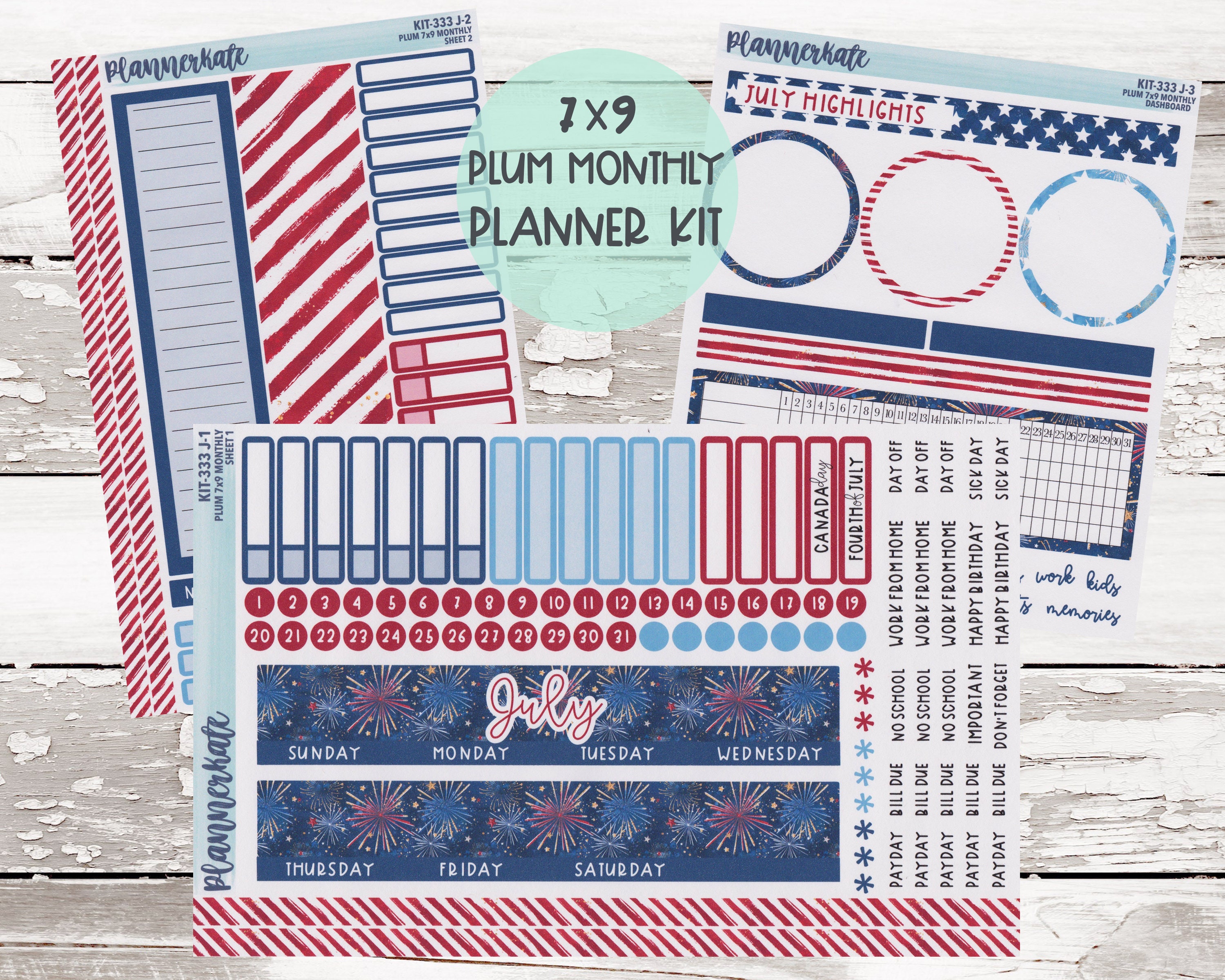 KIT-333J PLUM 7x9 Monthly || "Fireworks" Monthly Kit Planne…
