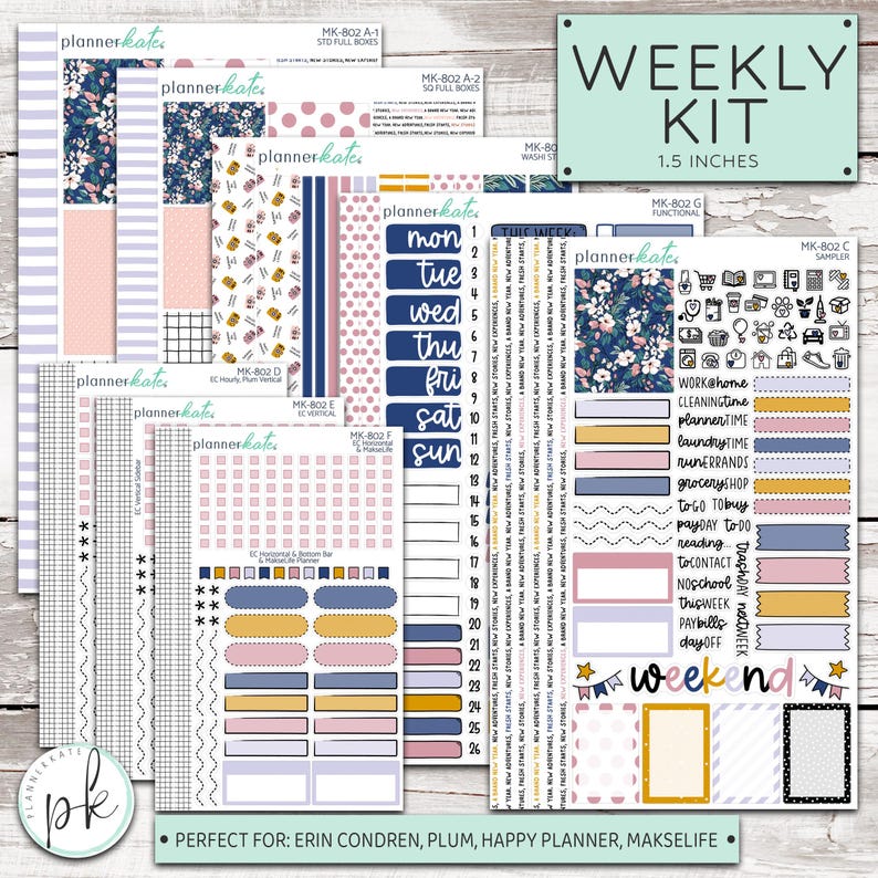 MK-802 WEEKLY || "Fresh Start" - Weekly Kit Planner Stickers