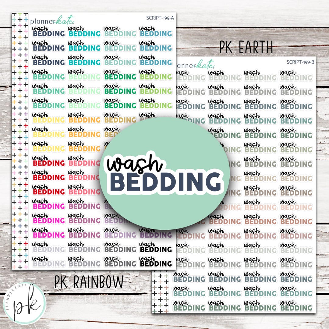 SCRIPT-199 || WASH BEDDING Mixed Script Stickers - Etsy