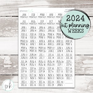 KIT-6XX A-2 || 2024 Weekly Kit Storage Label Stickers