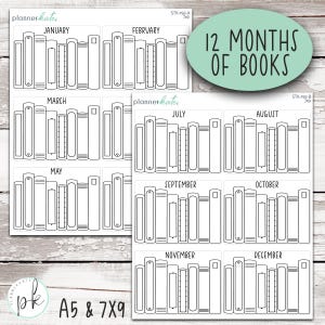 STK-192 || Monthly Bookshelf Stickers for EC 12 Planner Boxes (A5 & 7x9)