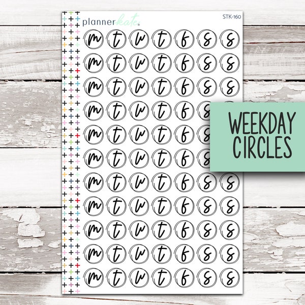 STK-160 || WEEKDAY CIRCLES - Planner Stickers