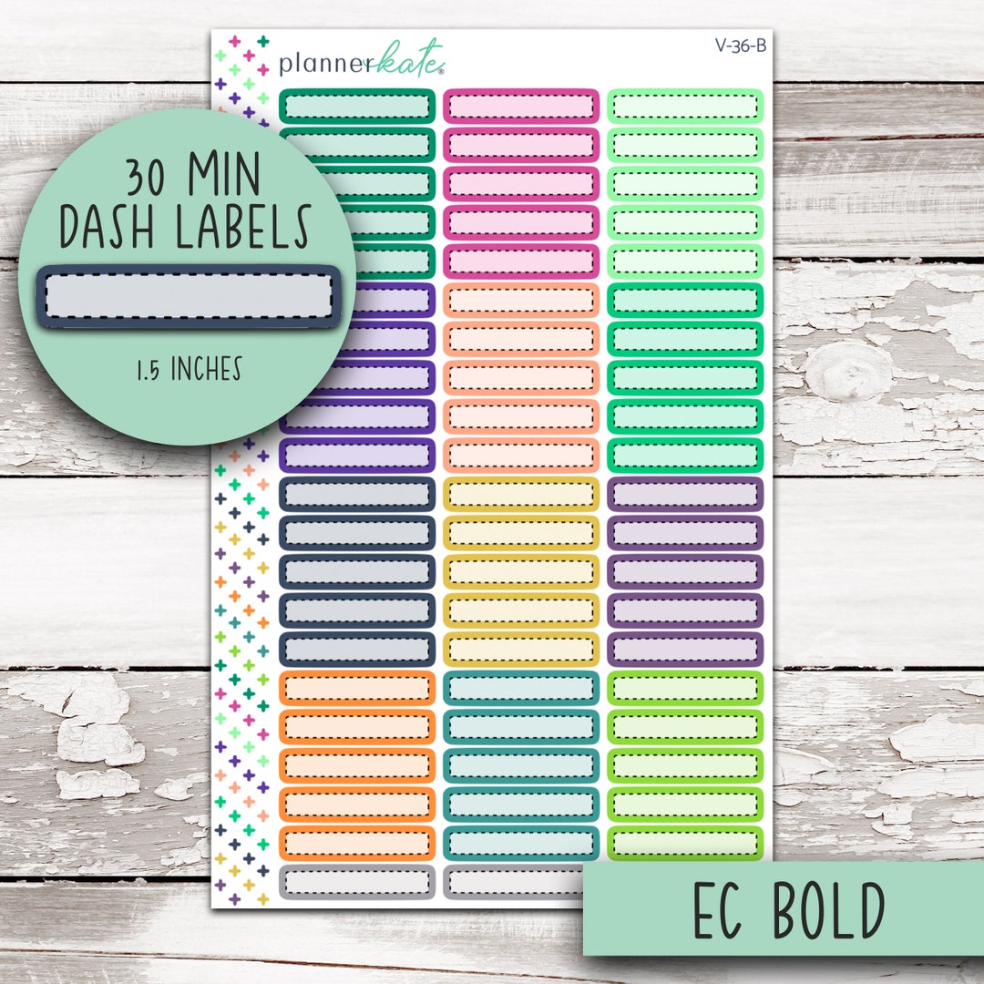 25% Off! 30 Minute Color Dash Label for 7x9 Planner - EC Bold || V-36 ...