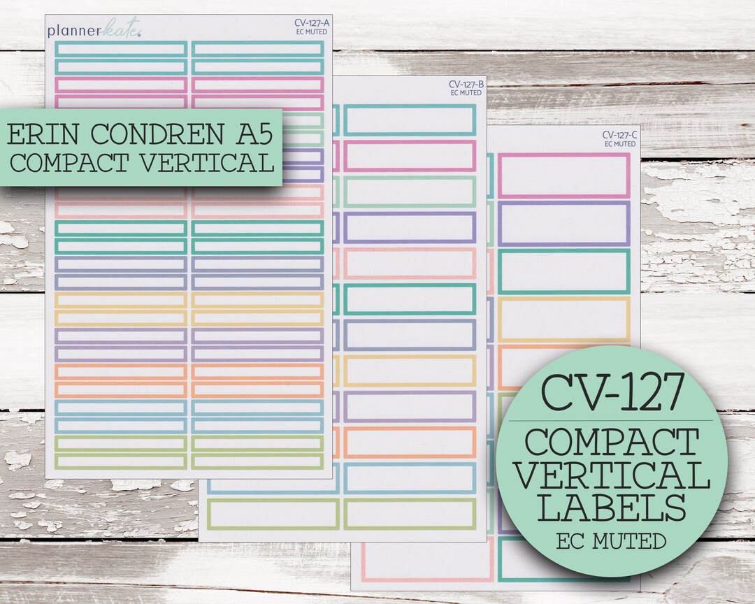25% Off! CV-127 || A5 Compact Vertical Basic Labels (EC MUTED) - Etsy