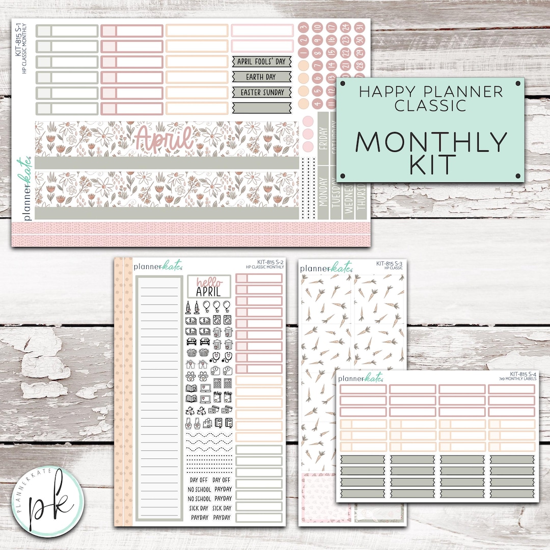 KIT-815 S - Happy Planner Classic Monthly || "cottage Bunny" - Etsy