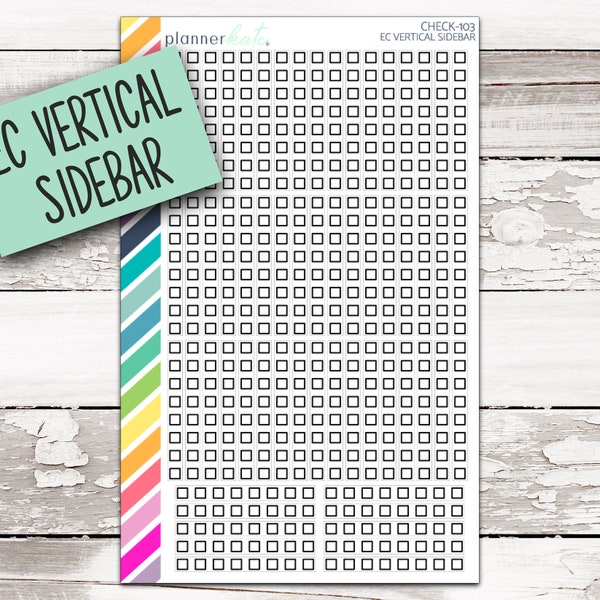 CHECK-103 || 7x9 EC Vertical SIDEBAR Checklist Planner Stickers