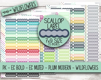 V-20 || SKINNY SCALLOP Labels for 7x9 Planner