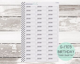 S-1703 || BIRTHDAY Dash Quarter Box Planner Stickers