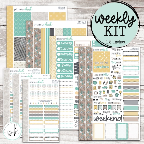 MK-614 WEEKLY || "Sunshine" - Weekly Kit Planner Stickers