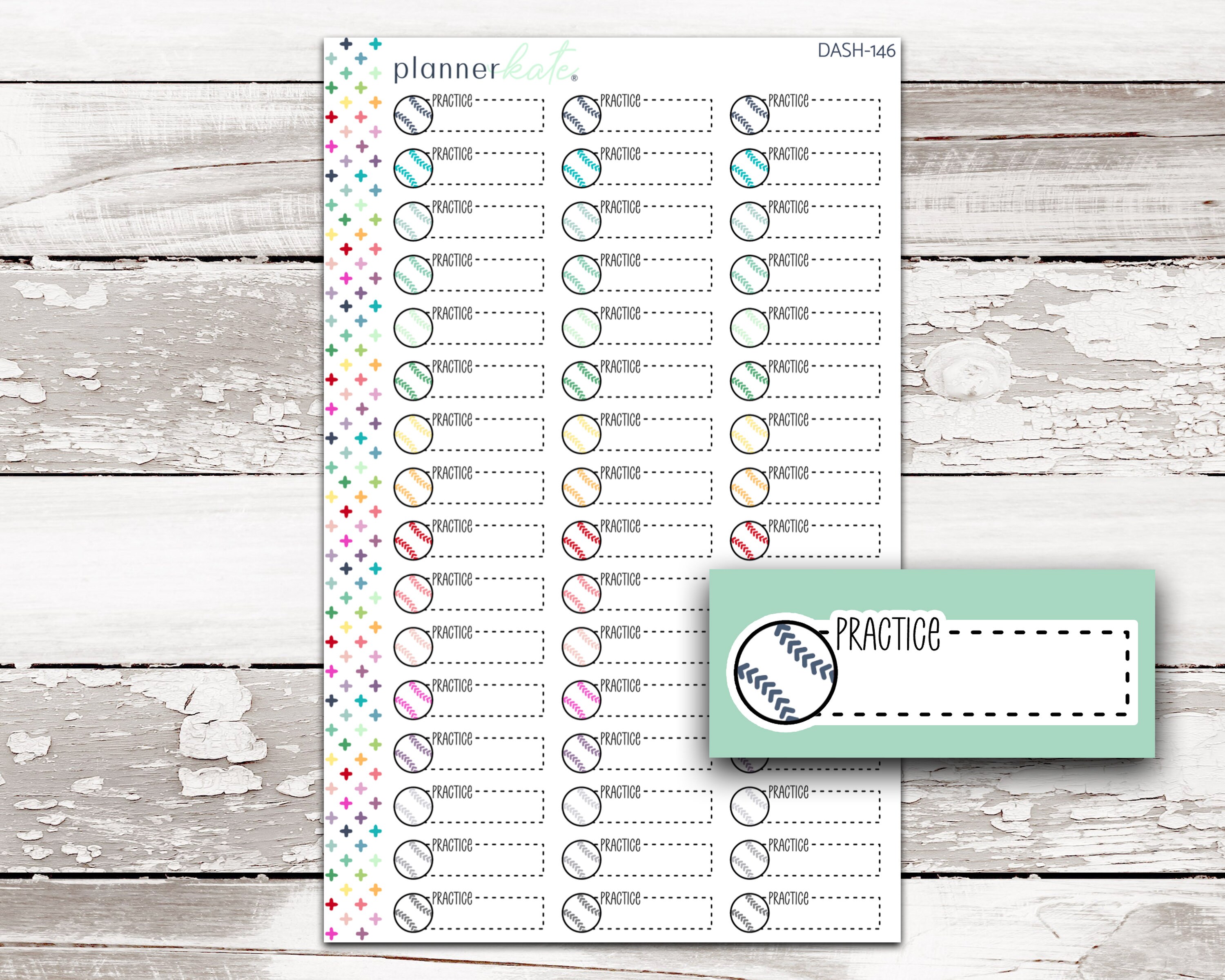 DASH-146 || Baseball Practice Dash Doodle Planner Stickers