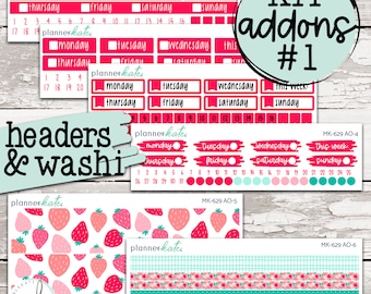 MK-629 Add Ons #1 || "Strawberry Patch" Kit Add Ons - Headers & Washi