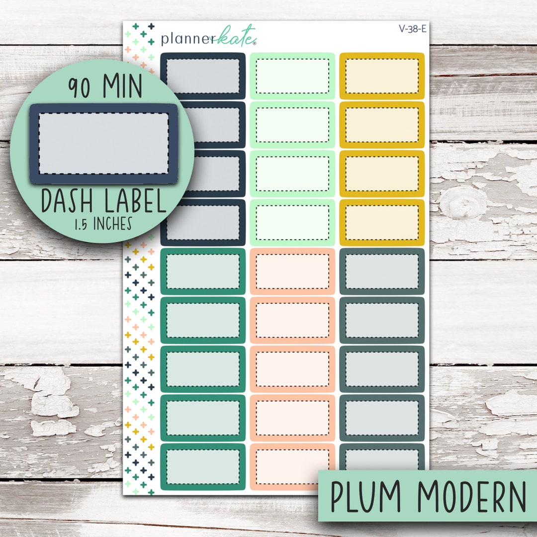 50% Off 90 Minute Color Dash Label for 7x9 Planner Plum Modern V-38 - Etsy