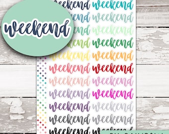 Font D Script Weekend Stickers - PK Rainbow || V-52