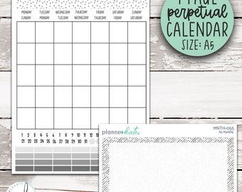 One Page Perpetual Calendars - A5 - Neutral || MNTH-054 MNTH-055