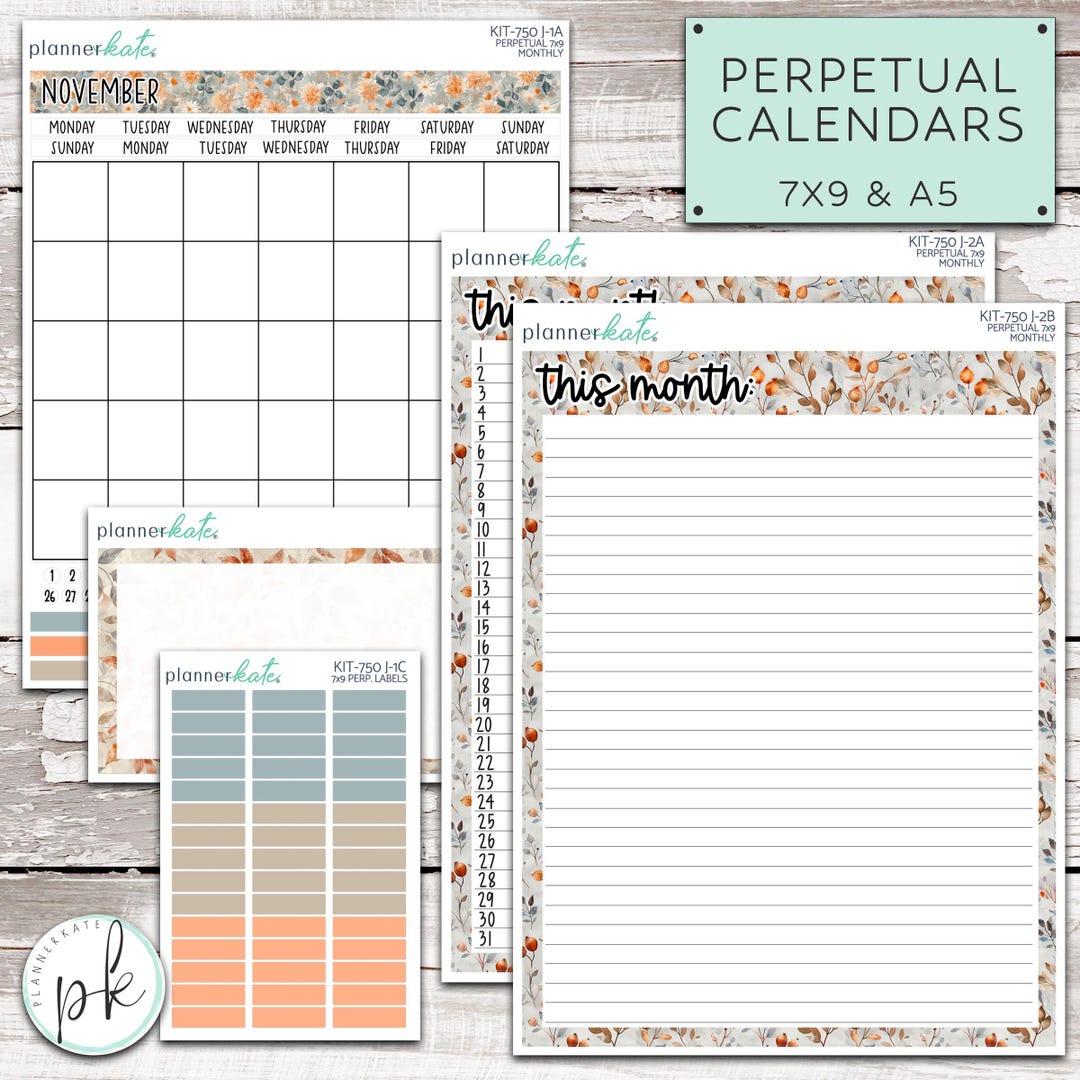 Kit Off Calanders KIT-750 J PERPETUALS Crisp & Cozy Perpetual Calendars - A5 7x - Etsy
