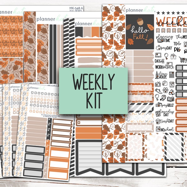 MK-548 WEEKLY || "Hello Fall" - Weekly Kit Planner Stickers