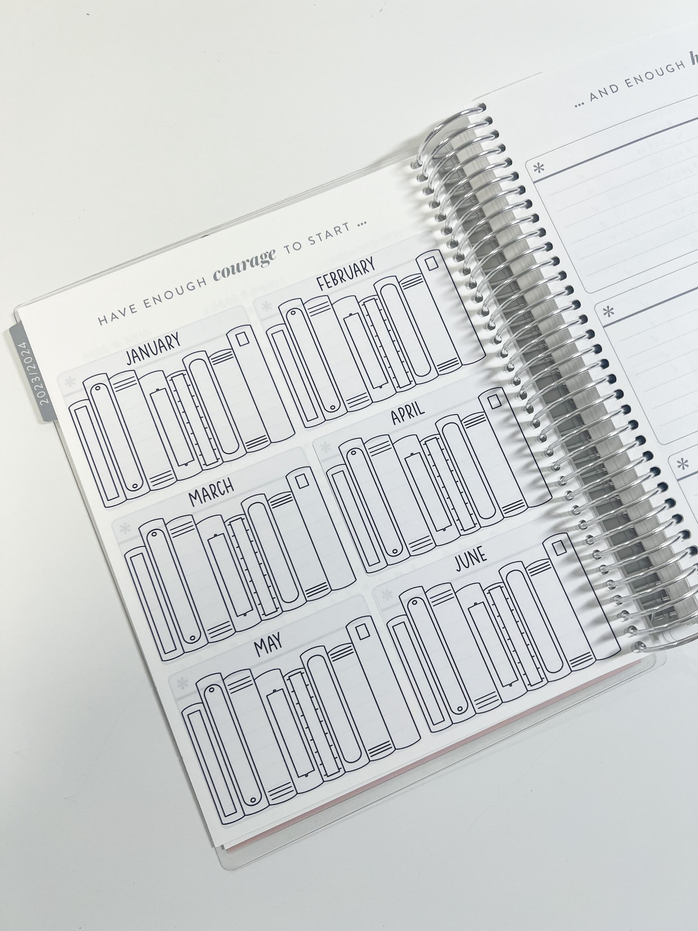 STK-192 || Monthly Bookshelf Stickers for EC 12 Planner Boxes (A5 & 7x9 ...