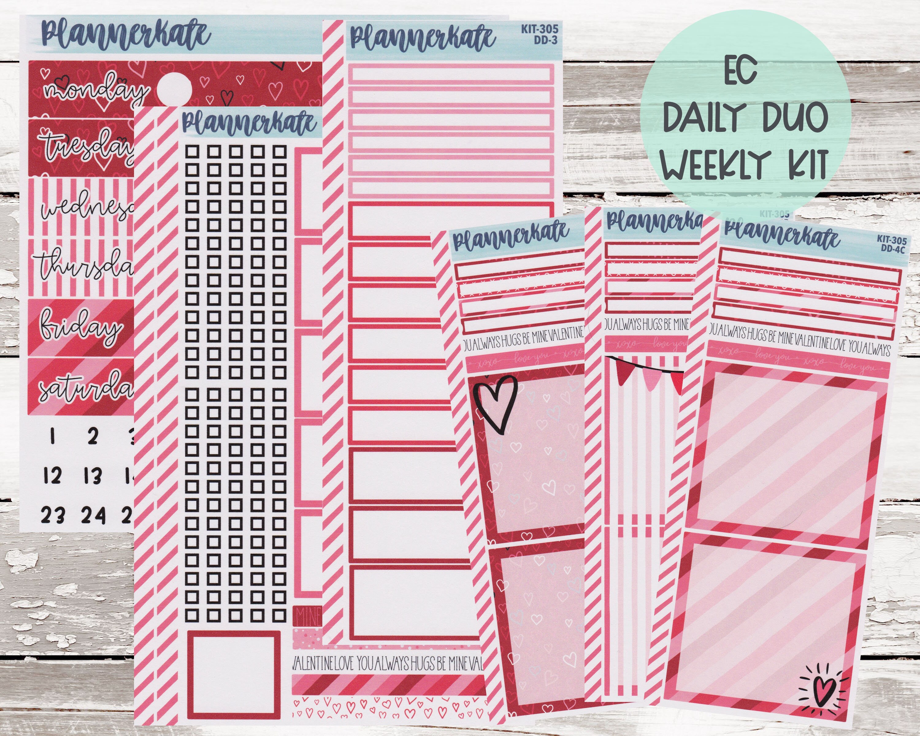 KIT-305 7x9 Daily Duo || "XOXO" Daily Duo Kit Planner Stick…