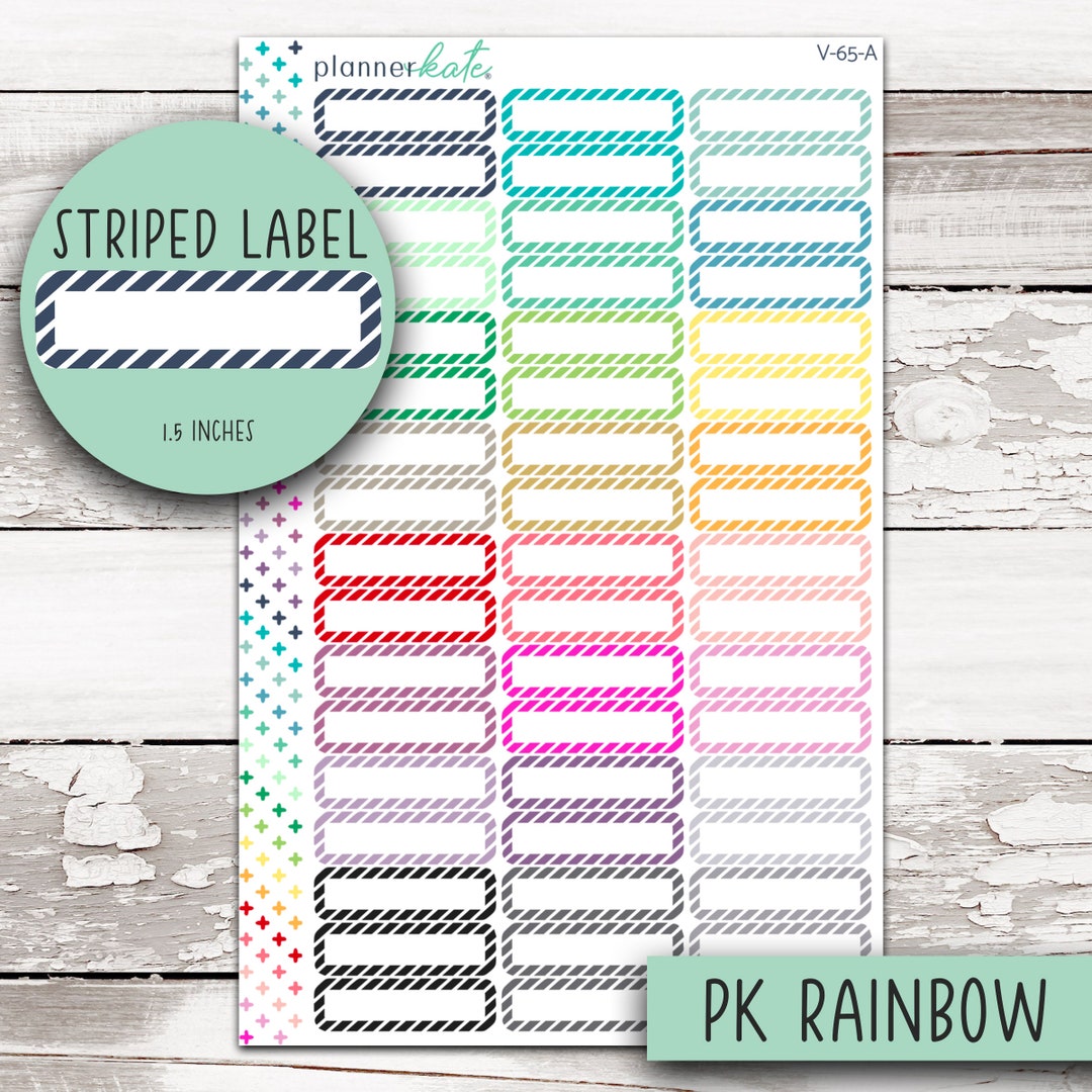 Sticker Coin Quarters Striped Quarter Box Stickers - PK Rainbow || V-65 - Etsy