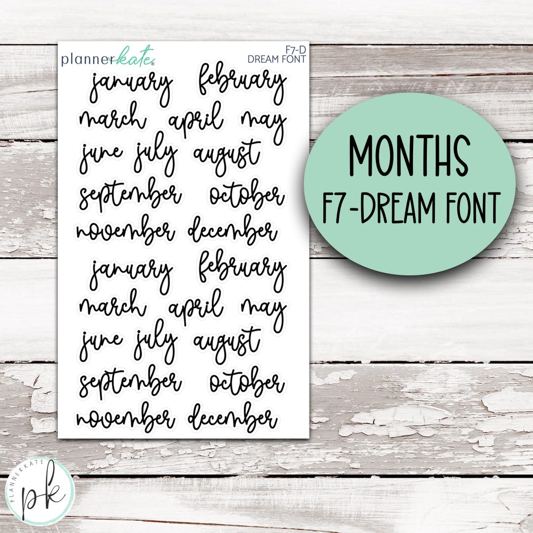 F7-D || Dream Font Months - Etsy