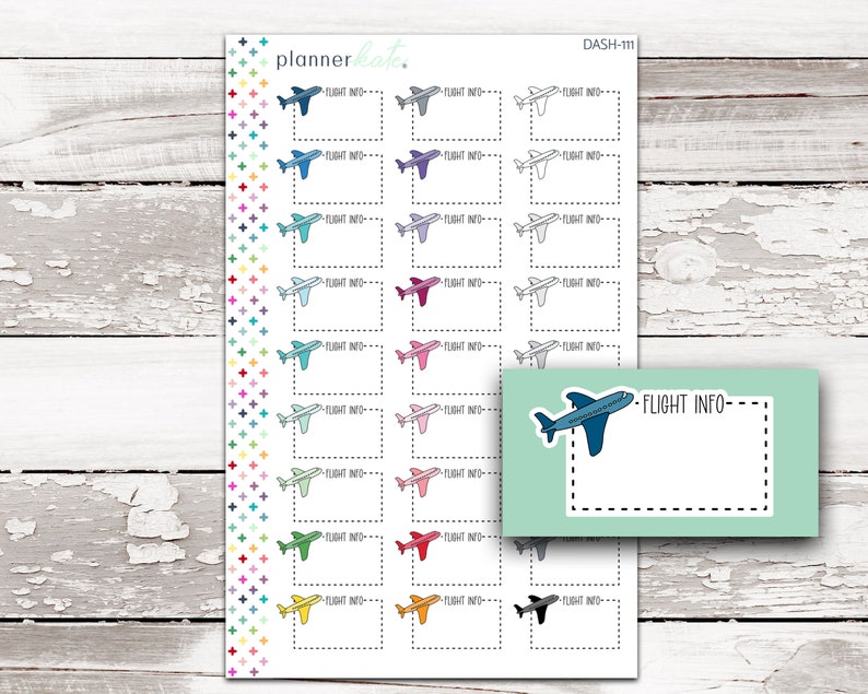 DASH-111 FLIGHT INFO Dash Doodle Planner Stickers afbeelding 1