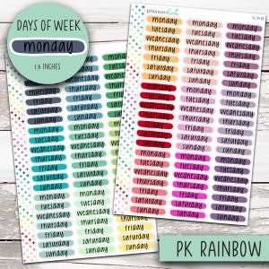 V-71-A V-71-B || Days of Week Journaling Labels - PK Rainbow