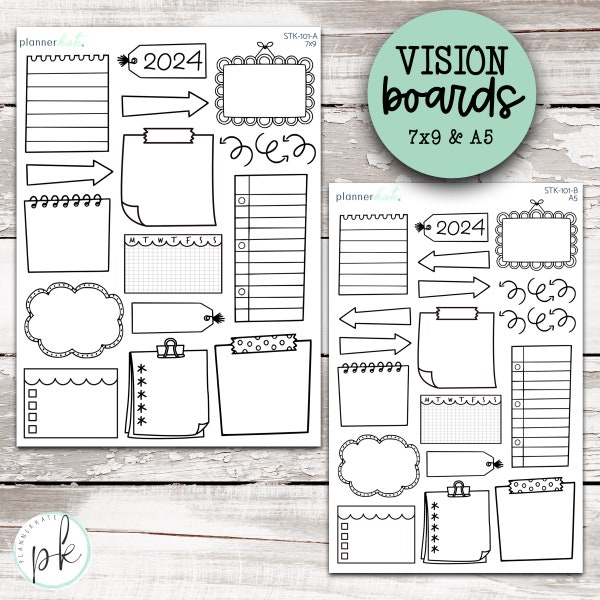 STK-101 || 2024 VISION BOARD Shell Planner Stickers