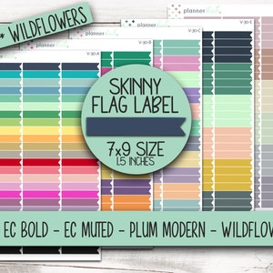 V-30 || SOLID FLAG STICKERS for 7x9 Planner