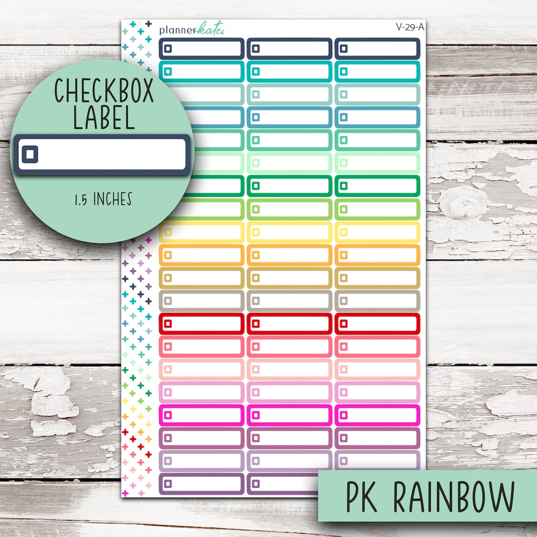 Basic Checkbox Labels for 7x9 Planner - PK Rainbow || V-29 - Etsy UK