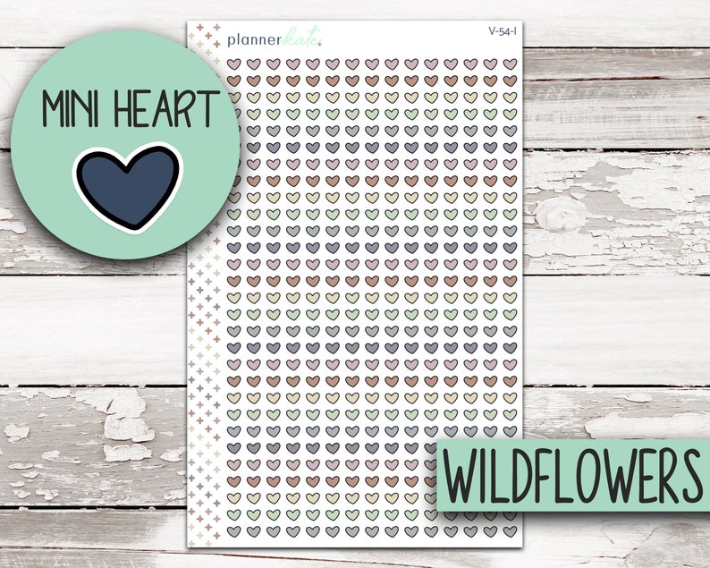 V-54 Mini Heart Doodle Stickers I) Wildflowers