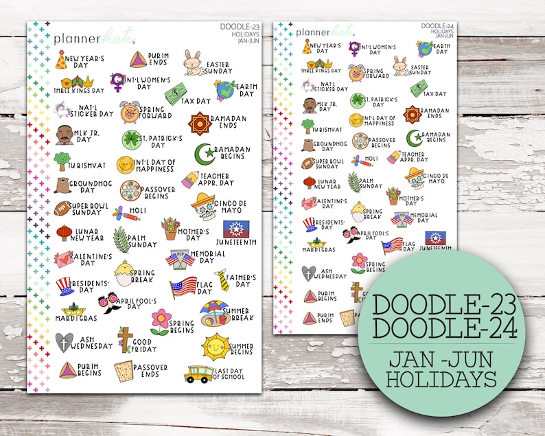 DOODLE-23-26 HOLIDAY Planner Stickers Standard Mini Size S-1569 S-1570 image 2