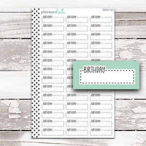 DASH-101 || BIRTHDAY Dash Quarter Box Planner Stickers